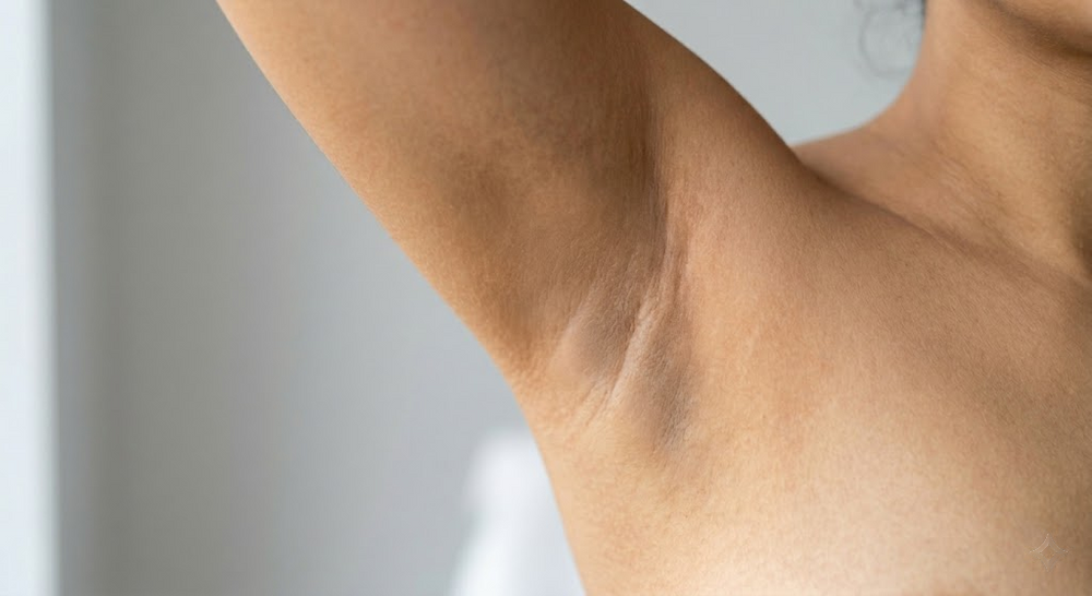 Brightened and even-toned underarm skin after using Diya Balance brightening cream to reduce hyperpigmentation.